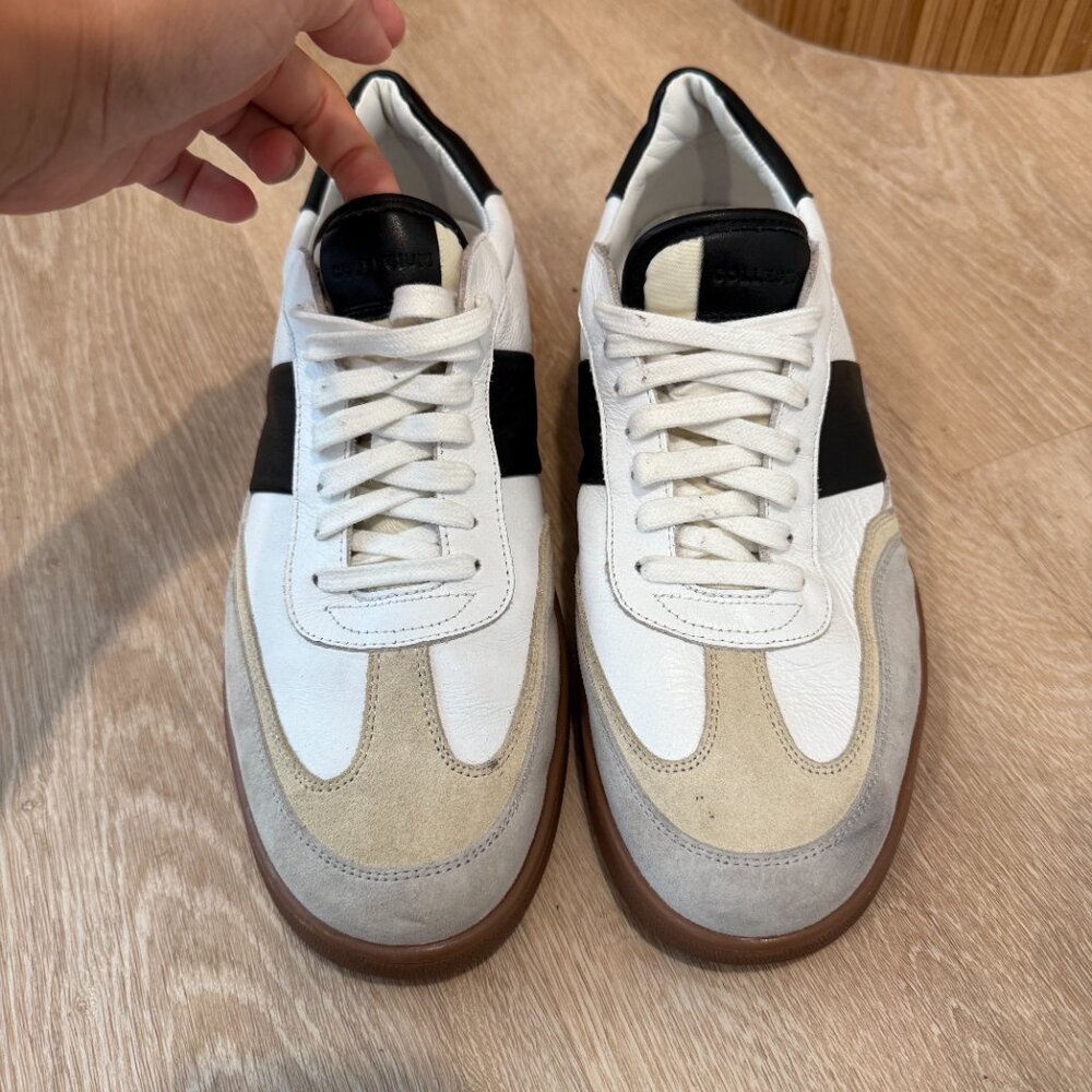 Collegium Court II - Black/White Leather - Size 12 (46) - Gum Sole